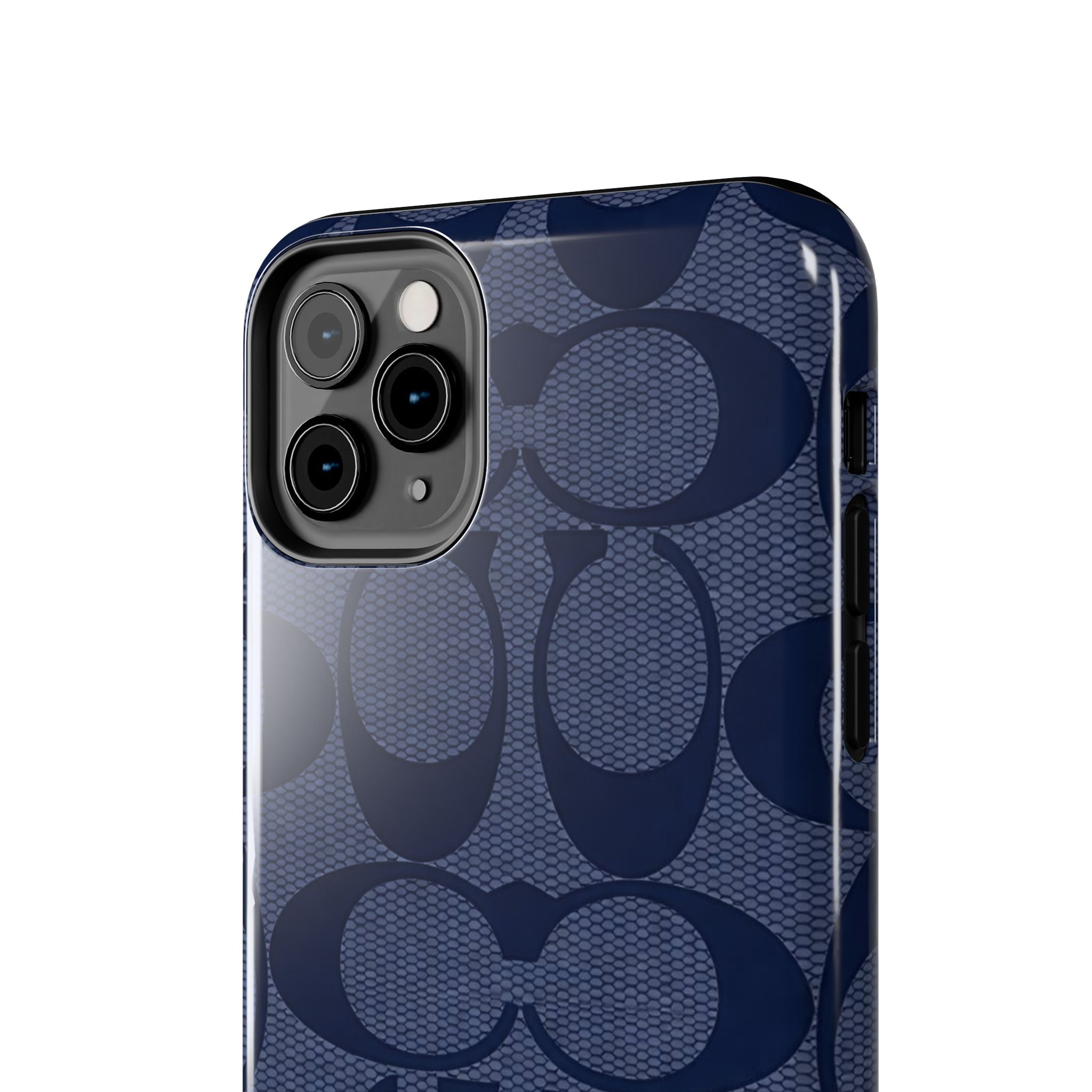 Navy Signature Pattern Tough Phone Case — Protective Designer-Inspired iPhone Case