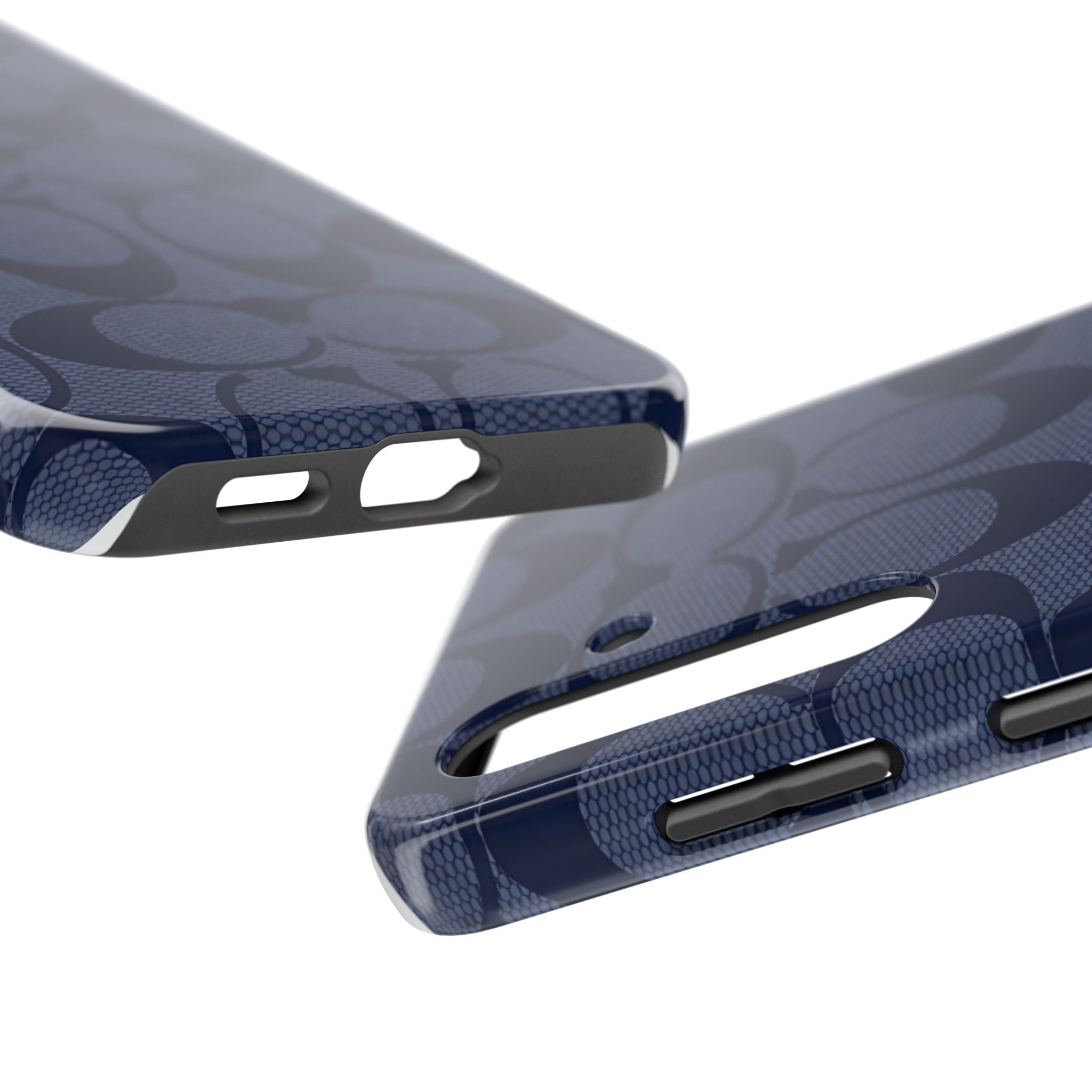Navy Signature Pattern Tough Phone Case — Protective Designer-Inspired iPhone Case